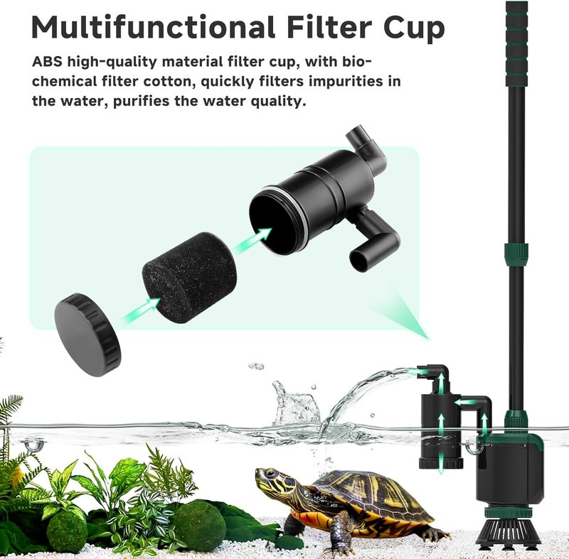 AQQA Fish Tank Cleaner, 34W 600GPH DC Gravel Vacuum for Aquarium, 6 in 1 Aquarium Vacuum Gravel Cleaner Adjustable Water Flow Cleaning Tools for Change Water Wash Sand Water Filter Water Circulation - Image 3